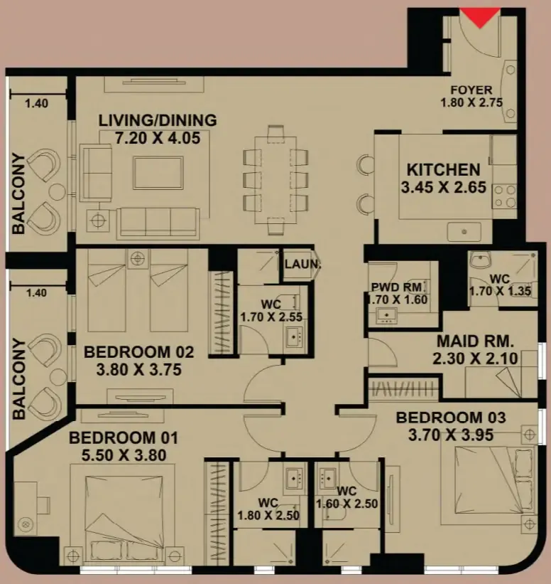 Timber Terrace 3 bed floor plan, 1,654 sqft