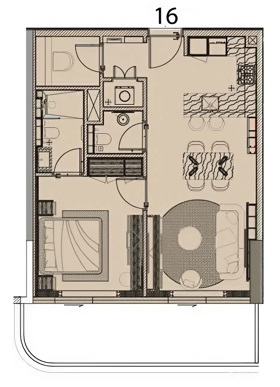 Cove Edition 6 1 bed floor plan, 827 sqft