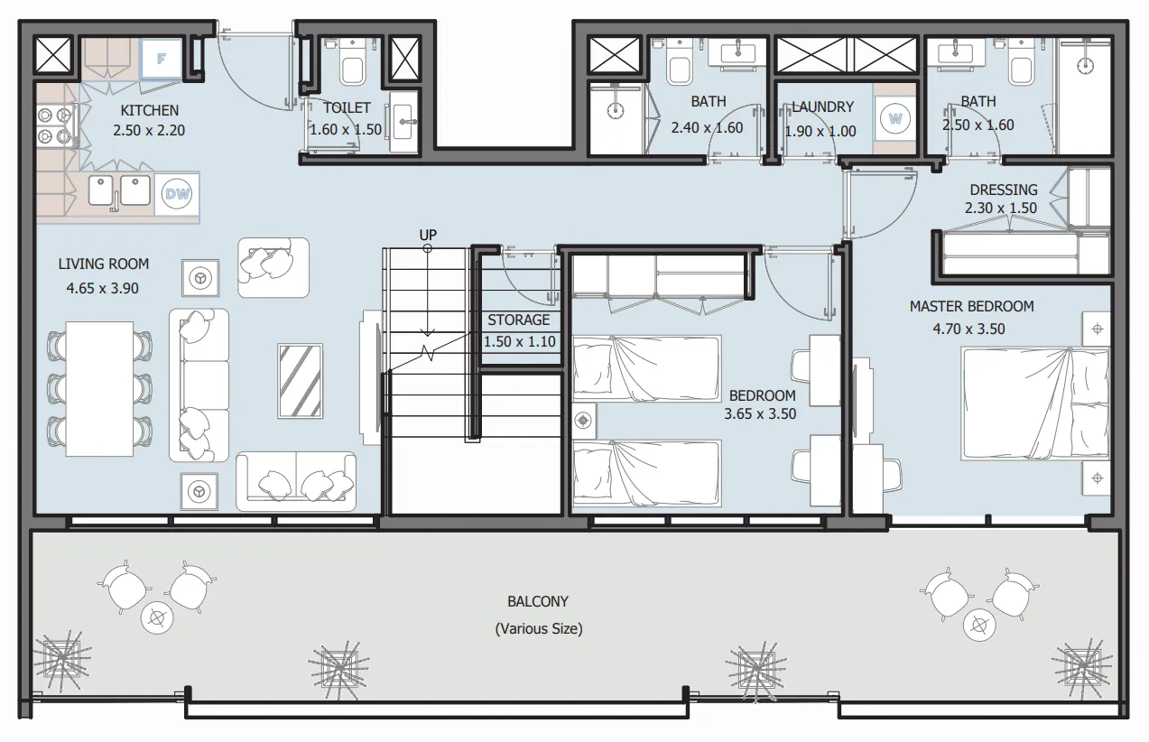 Royal Park 4 bed floor plan, 2,023 sqft