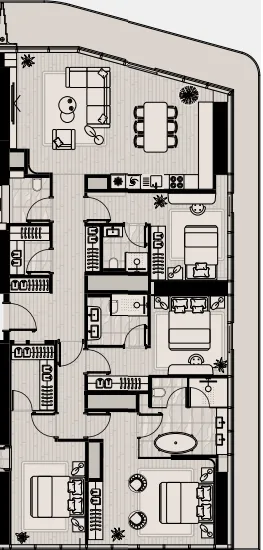 Iconic Tower 4 bed floor plan, 2,527 sqft