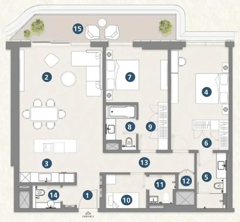 Muheira Maysan 2 bed floor plan, 1,472 – 1,473 sqft