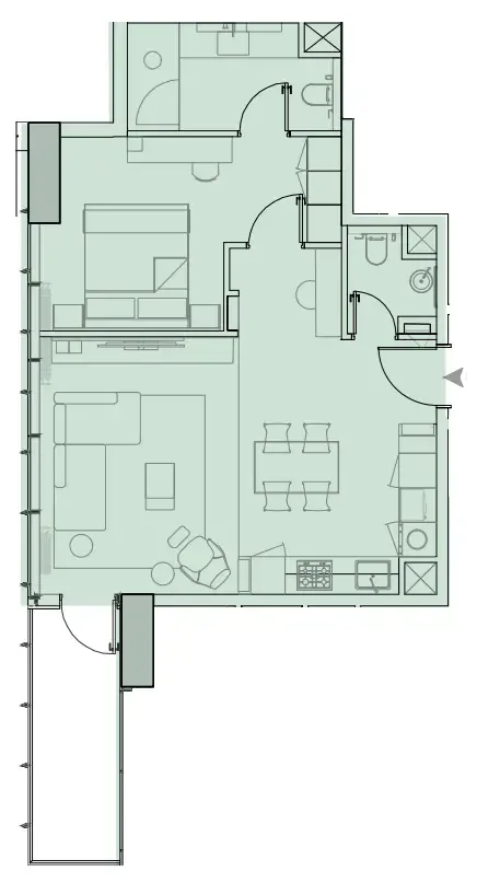 Wynwood Horizon 1 bed floor plan, 755 sqft