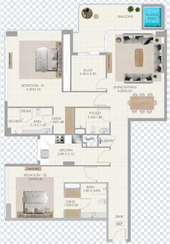 Bonds Avenue 2 bed floor plan, 1,457 sqft