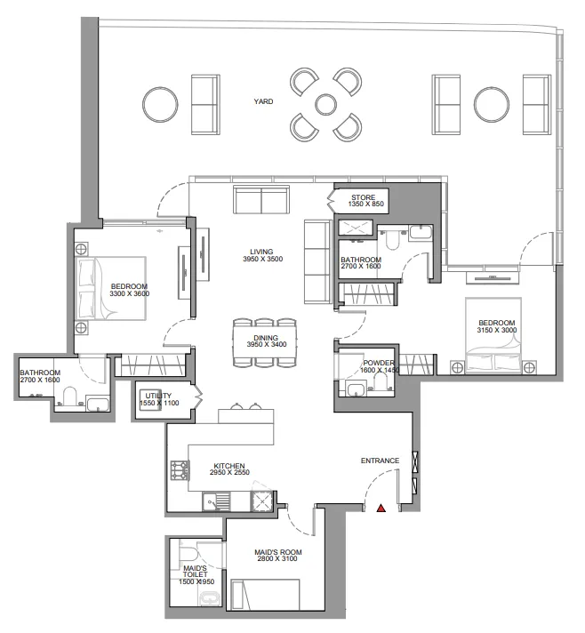 Skyscape 2 bed floor plan, 2,035 sqft