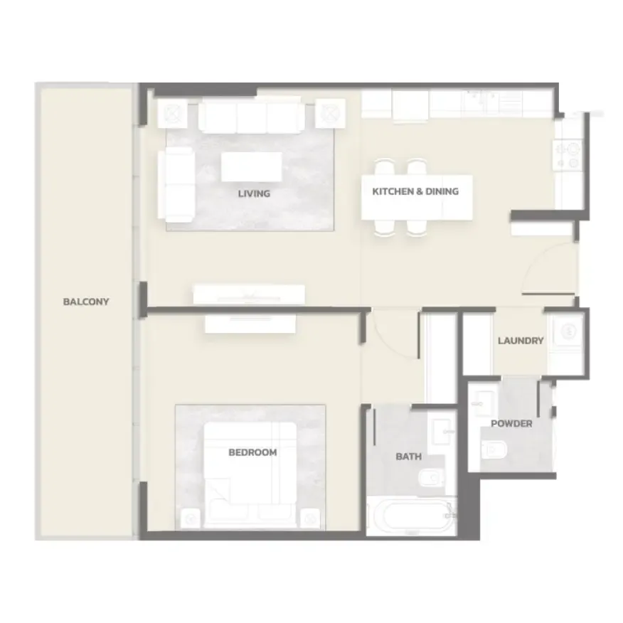 Tonino Lamborghini Residences 1 bed floor plan, 1,007 sqft