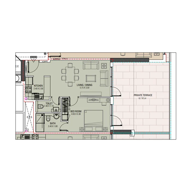 Al Waleed W.S 1 1 bed floor plan, 1,016 sqft