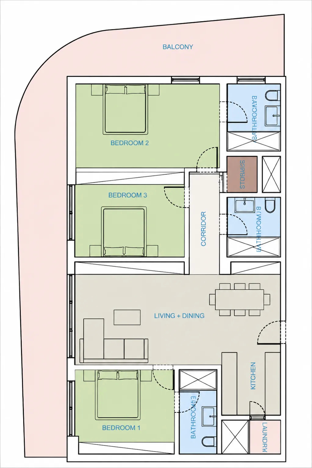 Uptown Muscat 3 bed floor plan, 3,125 – 3,801 sqft