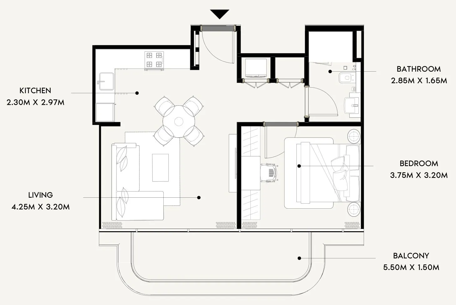 Azizi Wares 1 bed floor plan, 624 sqft