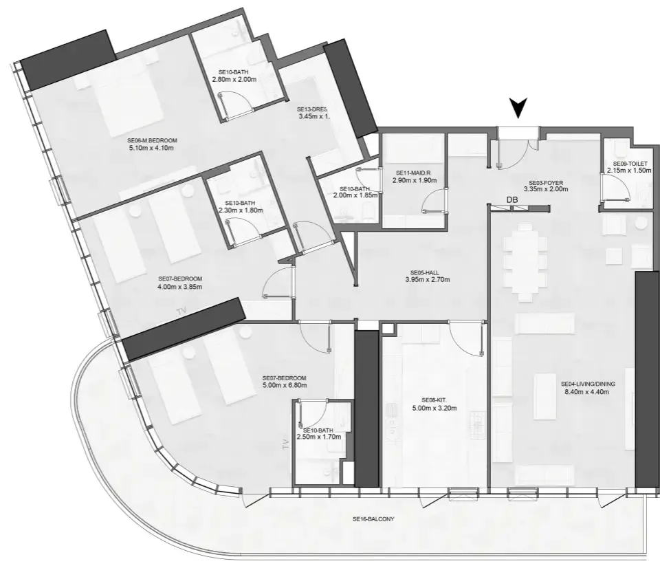 Joud Tower 3 bed floor plan, 2,690 sqft