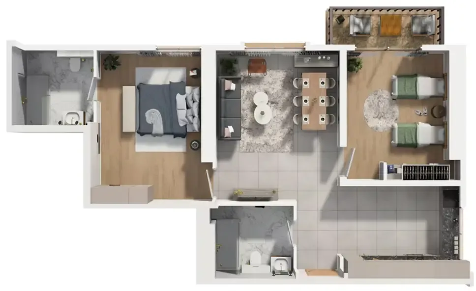 Barajeel Towers 2 bed floor plan, 1,481 sqft
