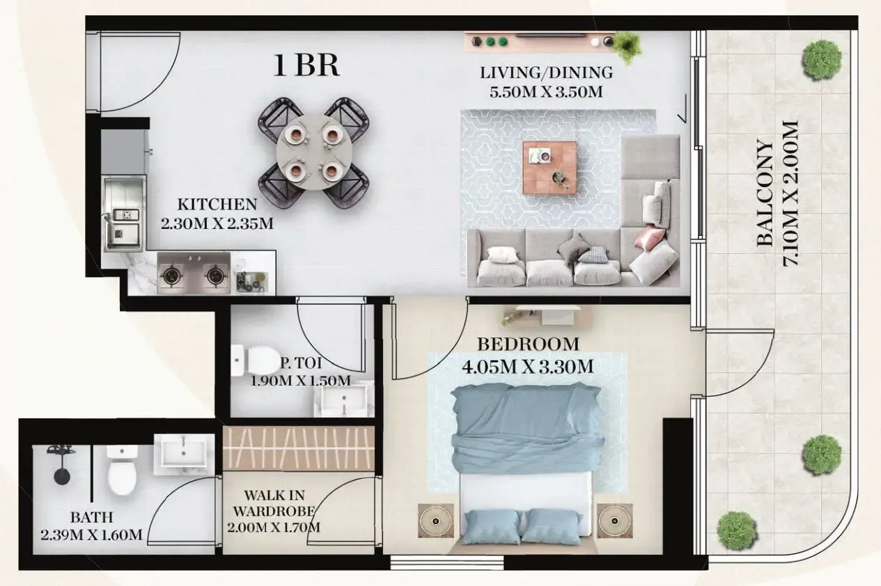 Chapter 01 by Newbury 1 bed floor plan, 749 sqft