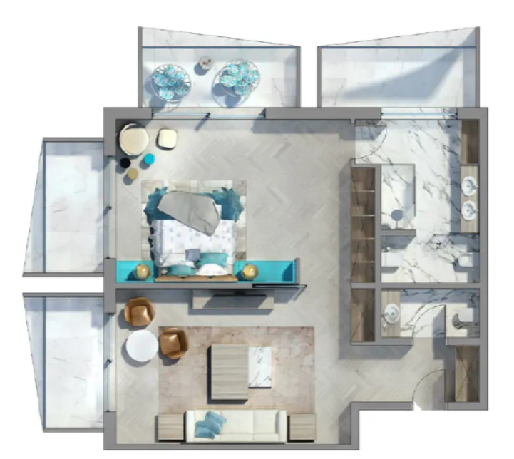 The Heart of Europe - Côte d’Azur Monaco 1 bed floor plan, 1,849 sqft