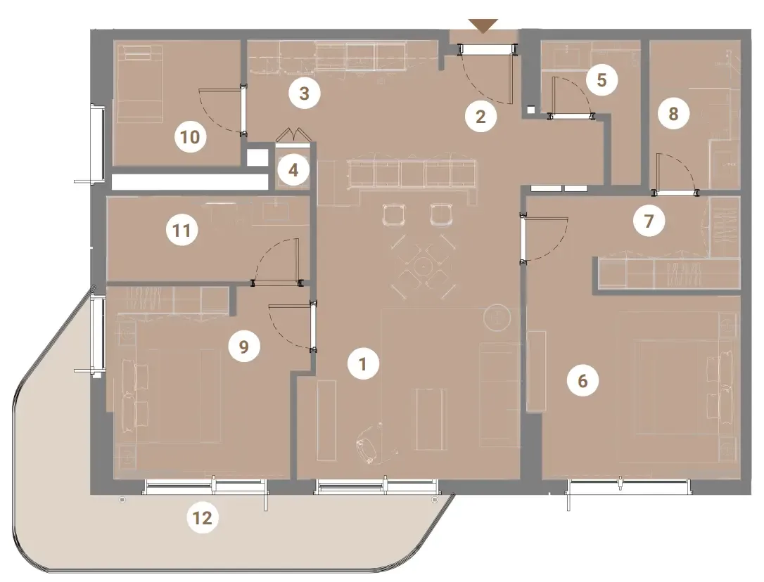 Takaya 2 bed floor plan, 1,350 sqft