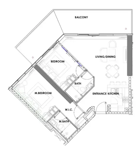 Golf Greens 2 bed floor plan, 1,255 sqft