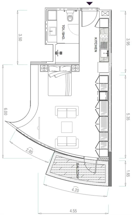 MBL Signature Studio floor plan, 595 sqft