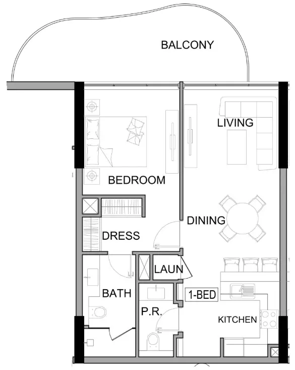 Damac Lagoons Views Phase 3 1 bed floor plan, 769 sqft