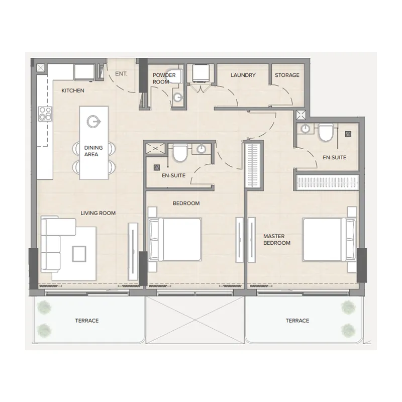 Arka Enclave Residences by Atmosphere Living 2 bed floor plan, 1,207 sqft