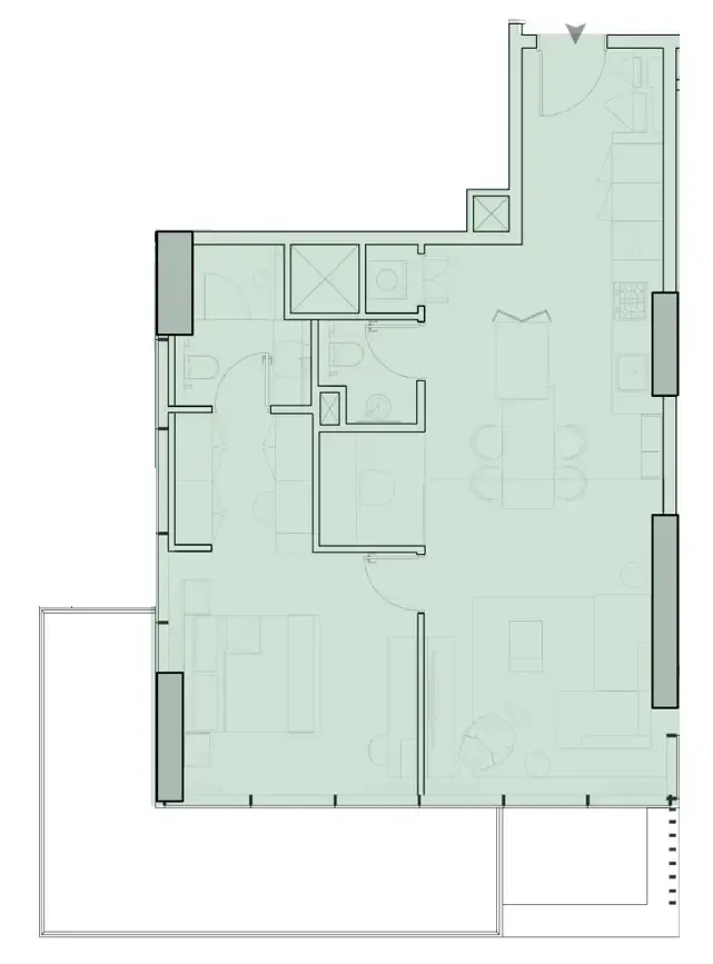 Wynwood Horizon 1 bed floor plan, 1,024 sqft
