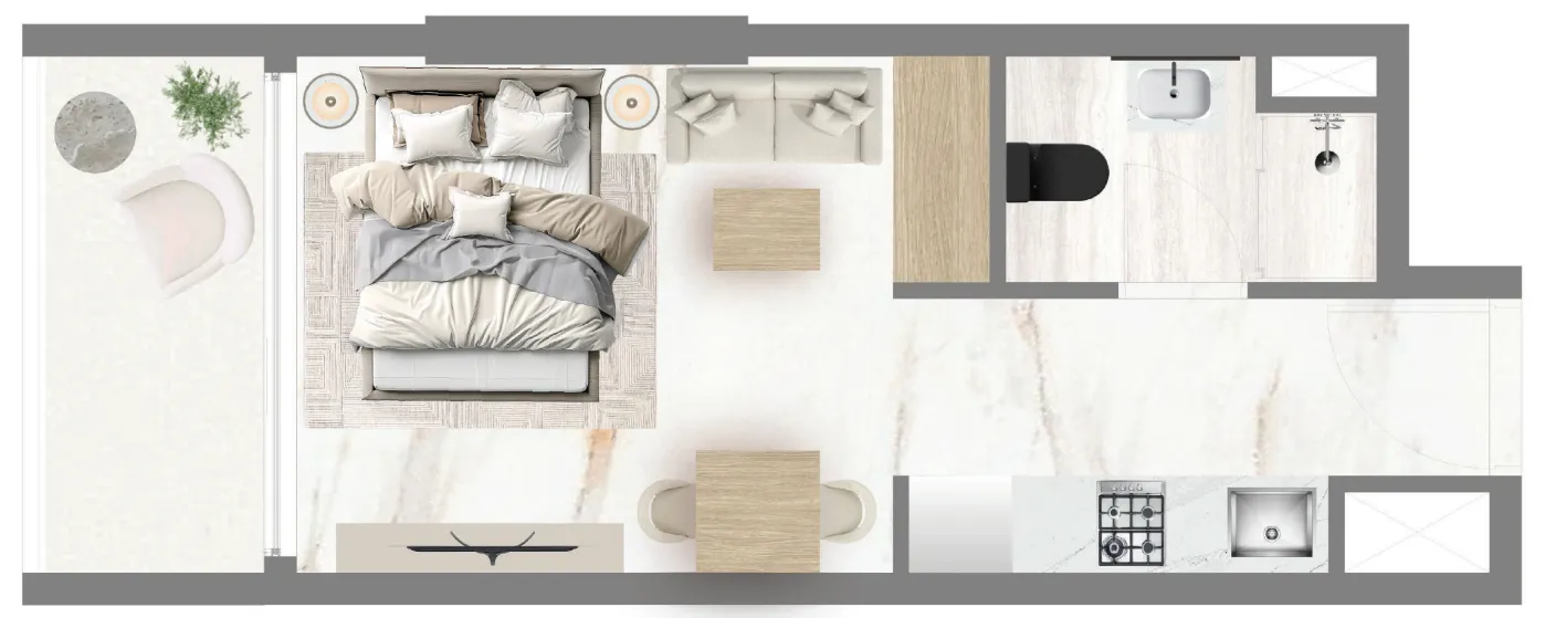 Celesto 2 Studio floor plan, 313 – 363 sqft