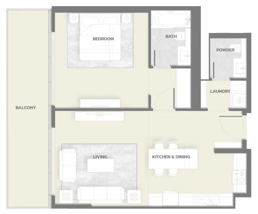 Tonino Lamborghini Residences 1 bed floor plan, 1,008 sqft