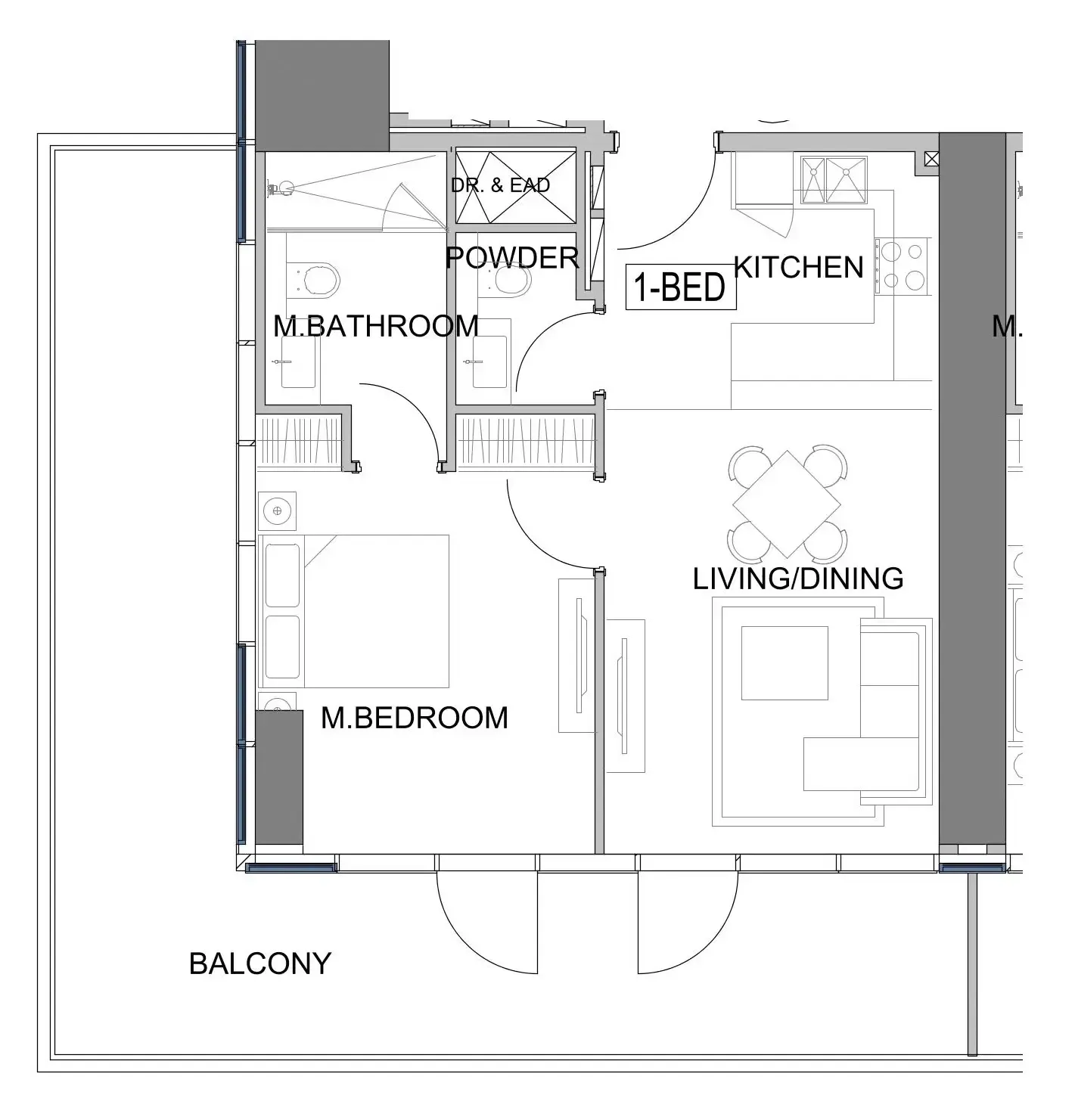 Damac Safa Gate 1 bed floor plan, 984 sqft