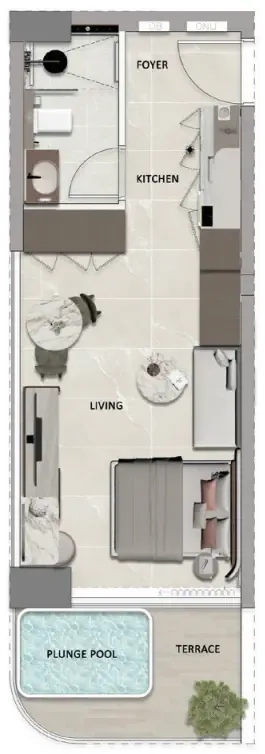 South Lofts Studio floor plan, 384 sqft