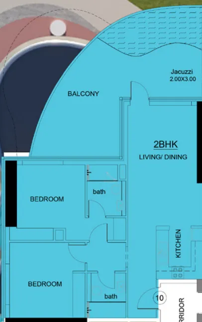 Volga Tower 2 bed floor plan, 1,251 sqft