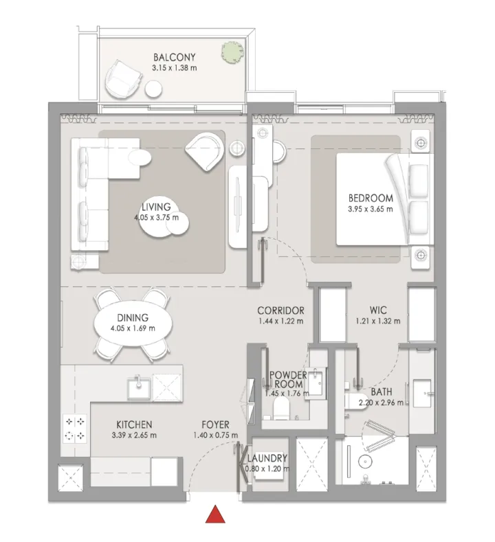 City Walk Crestlane 1 bed floor plan, 804 sqft