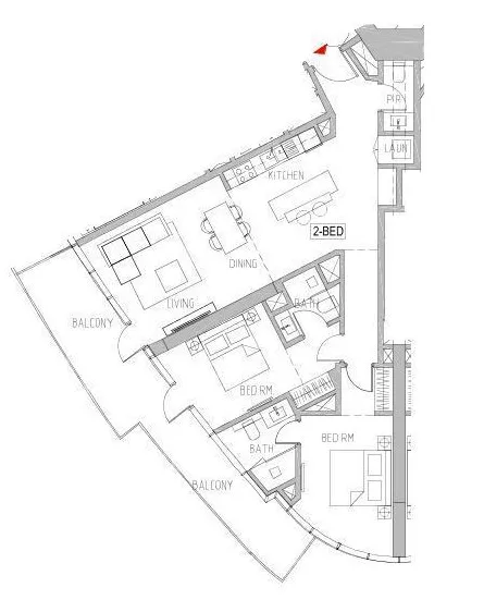 Canal Heights 2 bed floor plan, 1,333 sqft