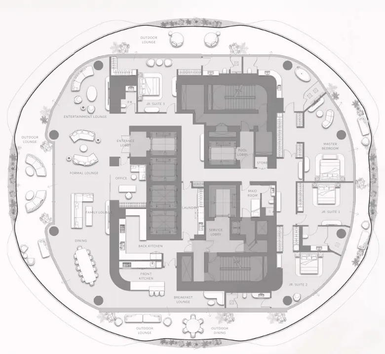 Como Residences 4 bed floor plan, 10,026 sqft