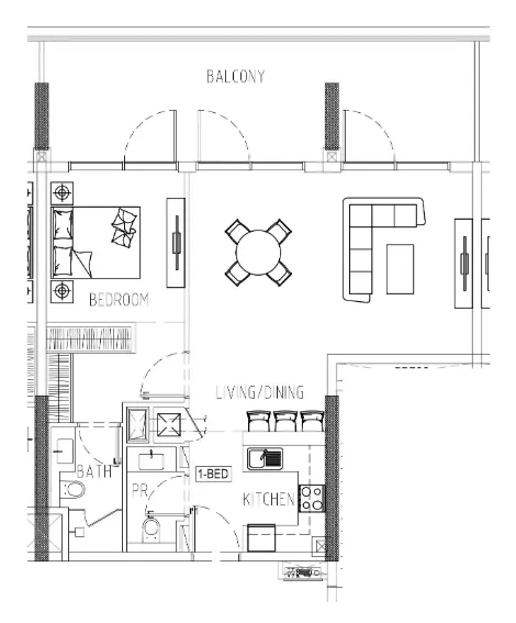 Damac Riverside Views 1 bed floor plan, 1,047 sqft