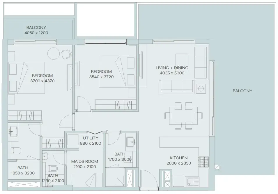 The Haven 3 2 bed floor plan, 1,469 – 1,589 sqft