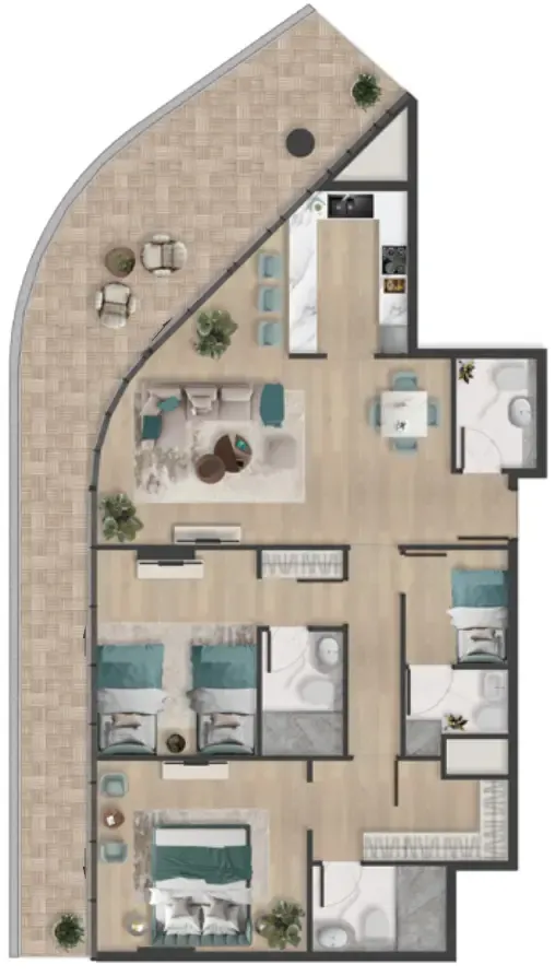 Pelagia 2 bed floor plan, 1,799 sqft