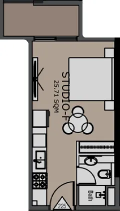 Golden Woods Albab Views Studio floor plan, 332 sqft