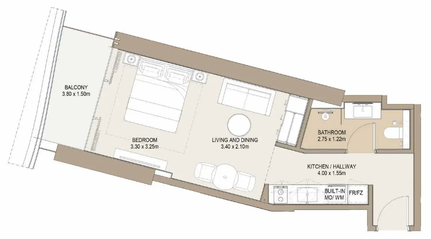 Laguna Residence Studio floor plan, 471 sqft