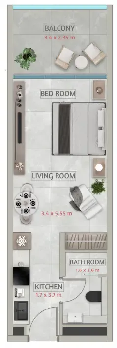 Sakura Gardens Studio floor plan, 452 – 460 sqft