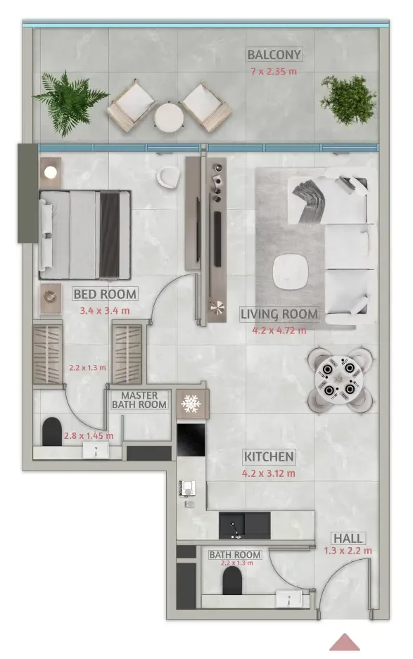 Sakura Gardens 1 bed floor plan, 819 – 823 sqft