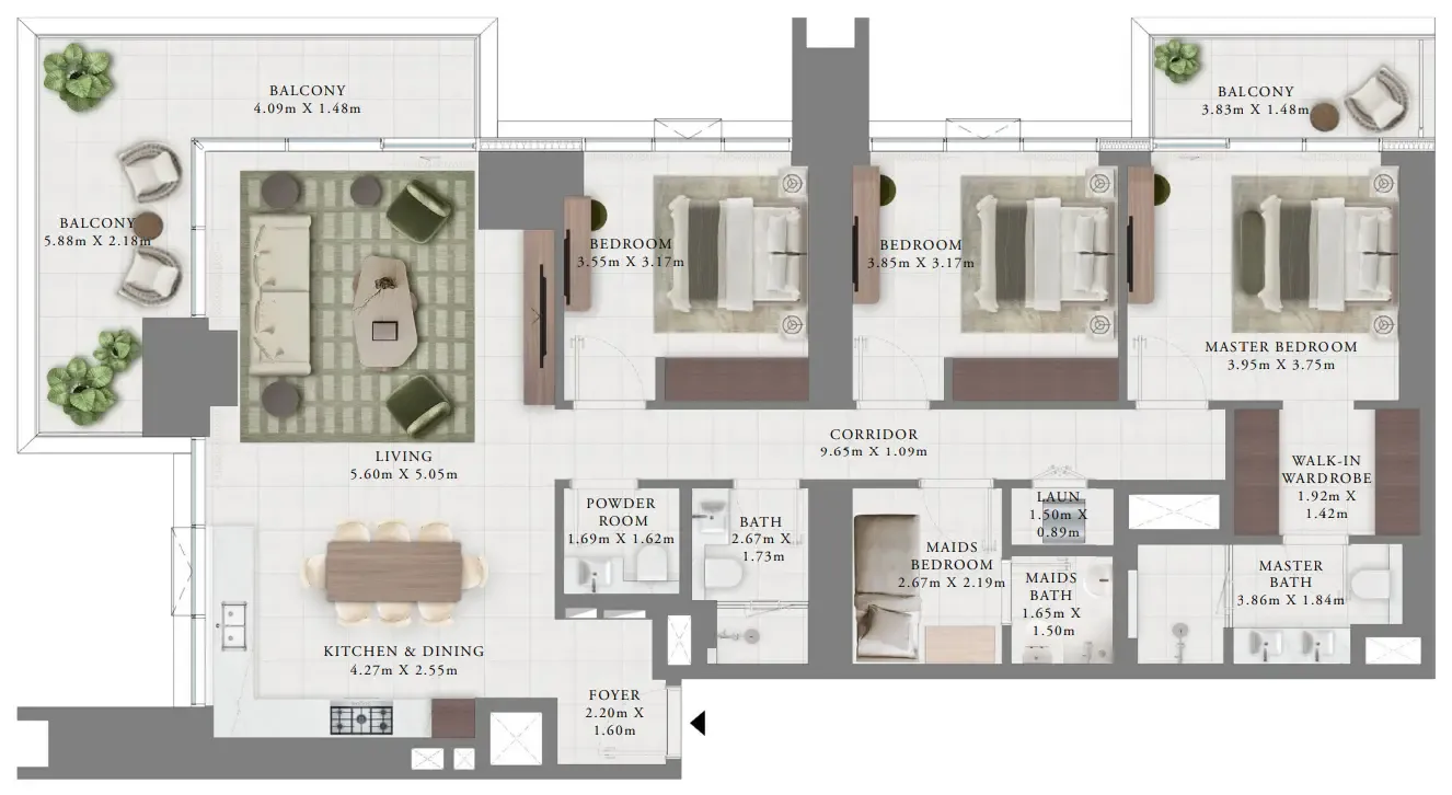 Creek Bay 3 bed floor plan, 1,855 sqft