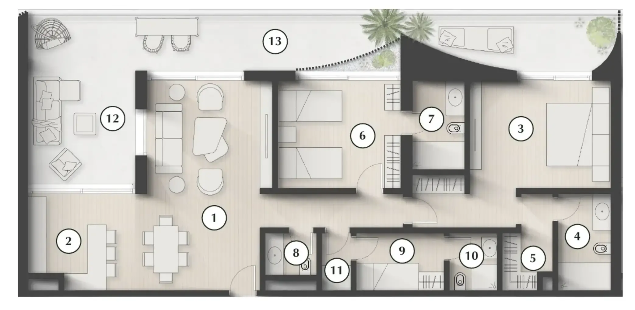 Lunaya Terraces 2 bed floor plan, 1,817 sqft
