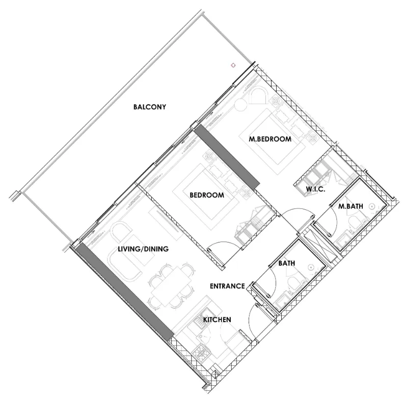 Golf Greens 2 bed floor plan, 1,162 sqft