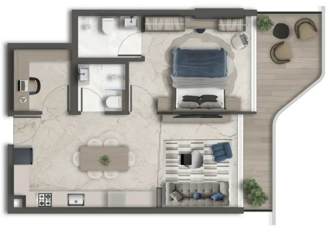 Treppan Vision 1 bed floor plan, 820 – 847 sqft
