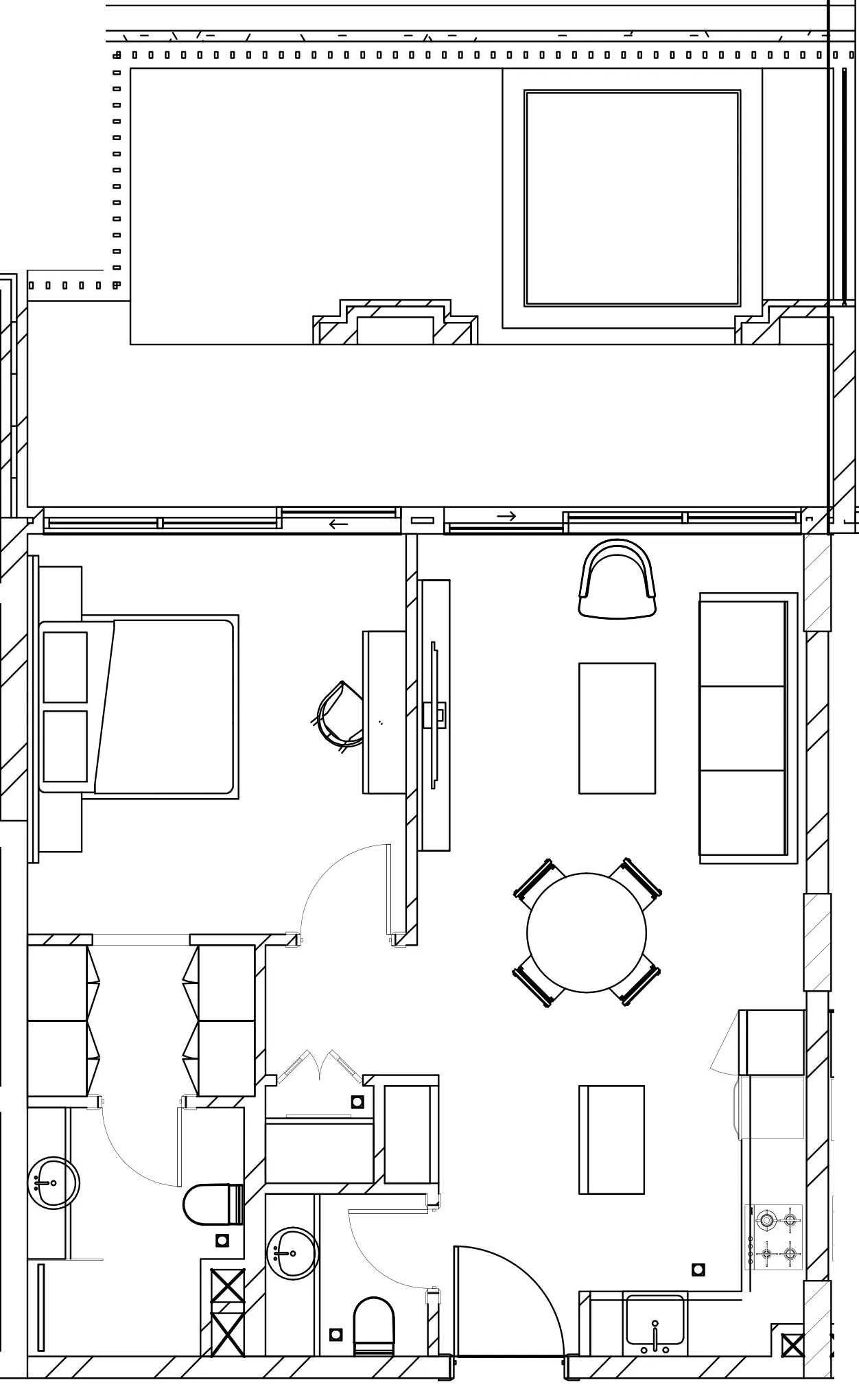 Berkeley Square 1 bed floor plan, 971 sqft