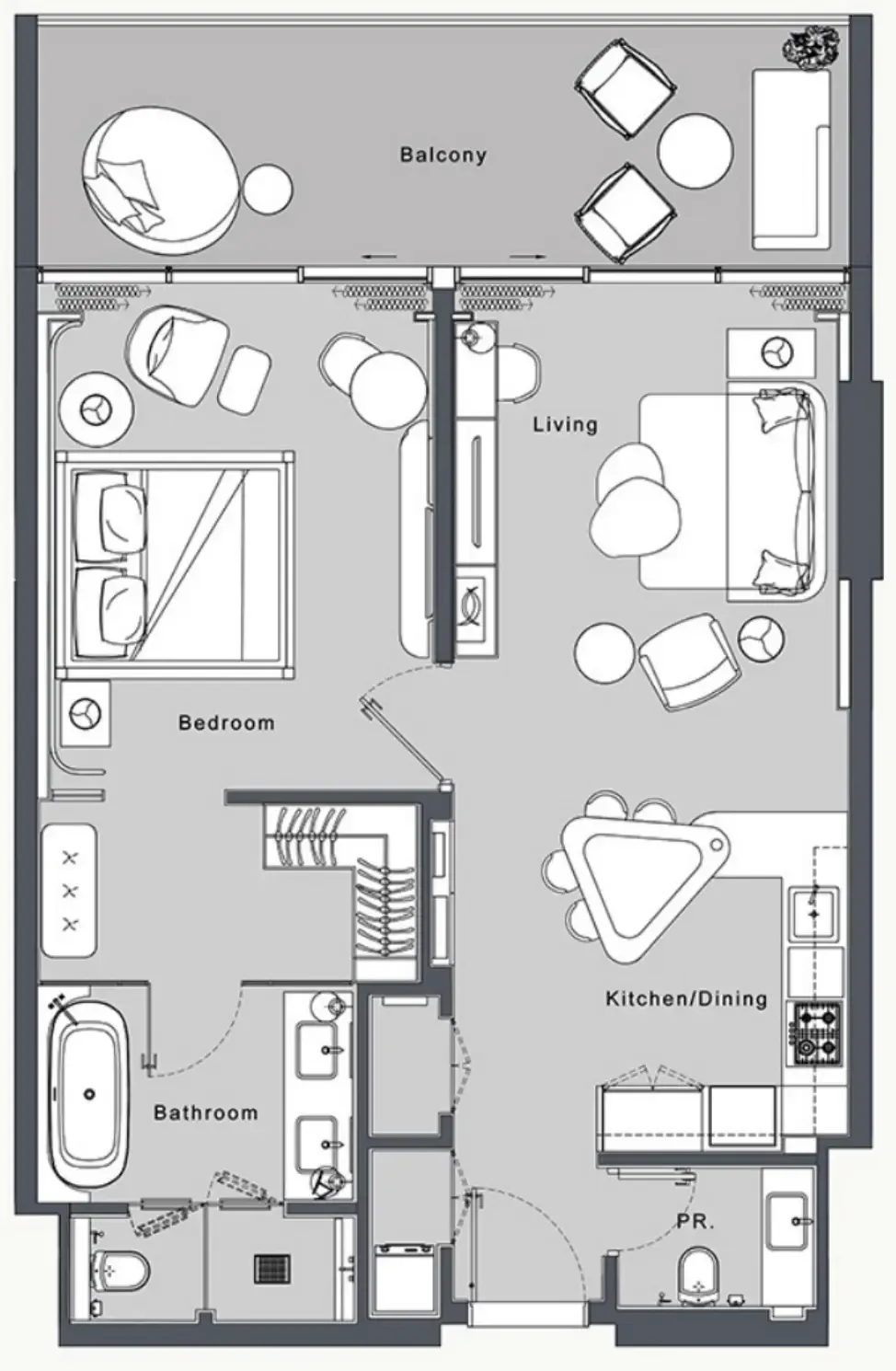 JW Marriott Residences and Resort 1 bed floor plan, 947 sqft