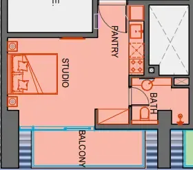 SkyGate Tower Studio floor plan, 358 sqft