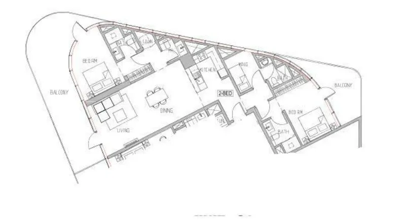 Canal Heights 2 bed floor plan, 1,864 sqft
