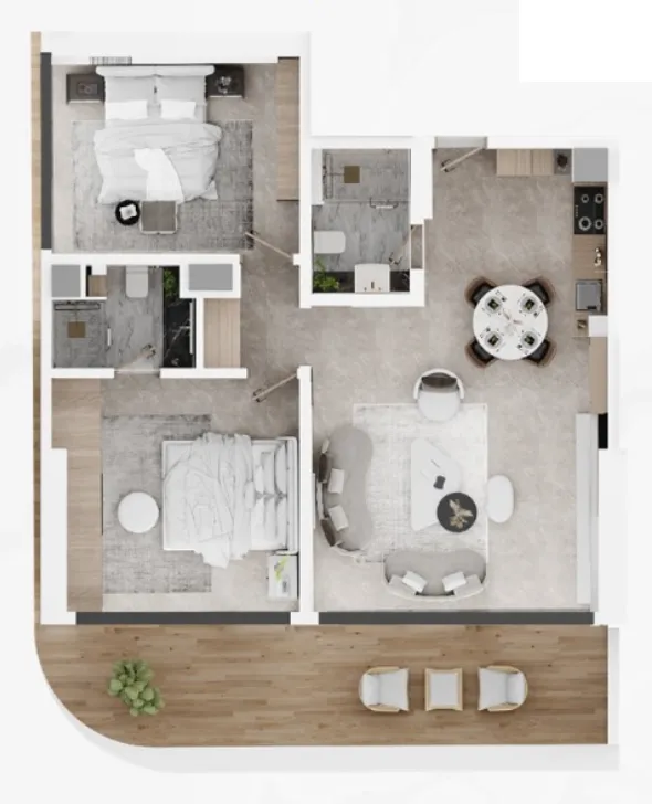 Electra Acube 2 bed floor plan, 1,097 – 1,098 sqft