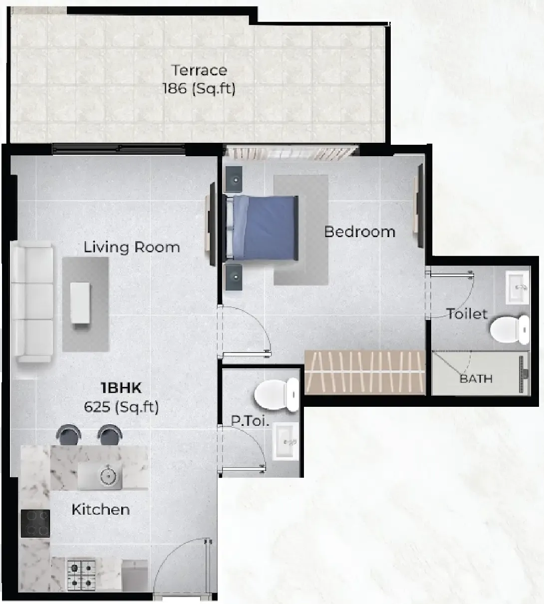 Chapter 02 by Newbury 1 bed floor plan, 811 sqft
