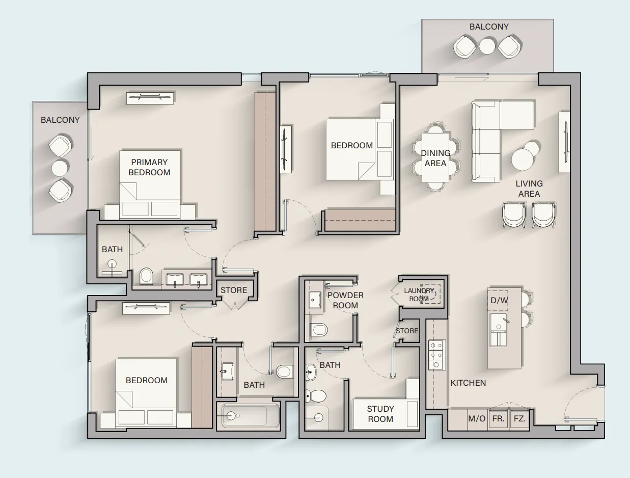 Belgravia Gardens 3 bed floor plan, 1,770 sqft