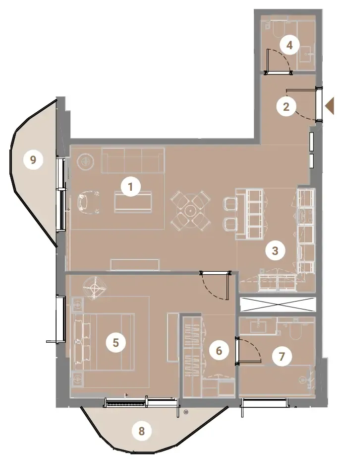 Takaya 1 bed floor plan, 1,007 sqft