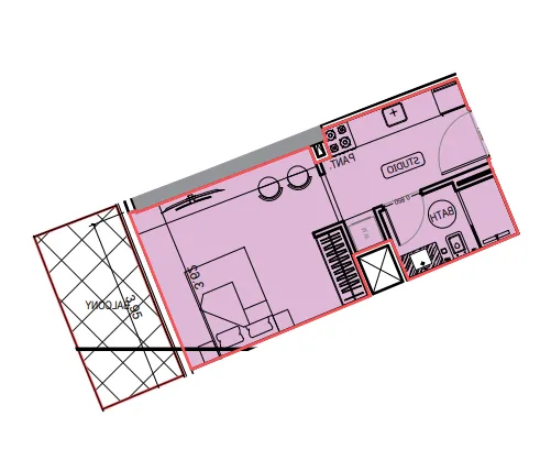 Binghatti Hillviews Studio floor plan, 410 sqft